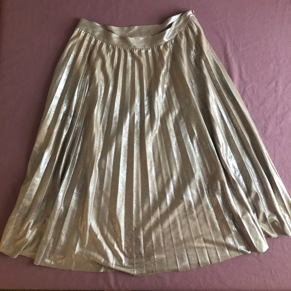 gold shimmer anthropologie midi skirt